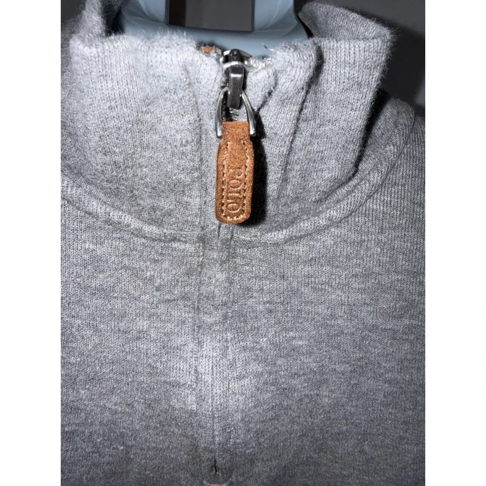 Polo Ralph Lauren Mens Estate Rib Quarter Zip Pullover Sweater Heather Grey L